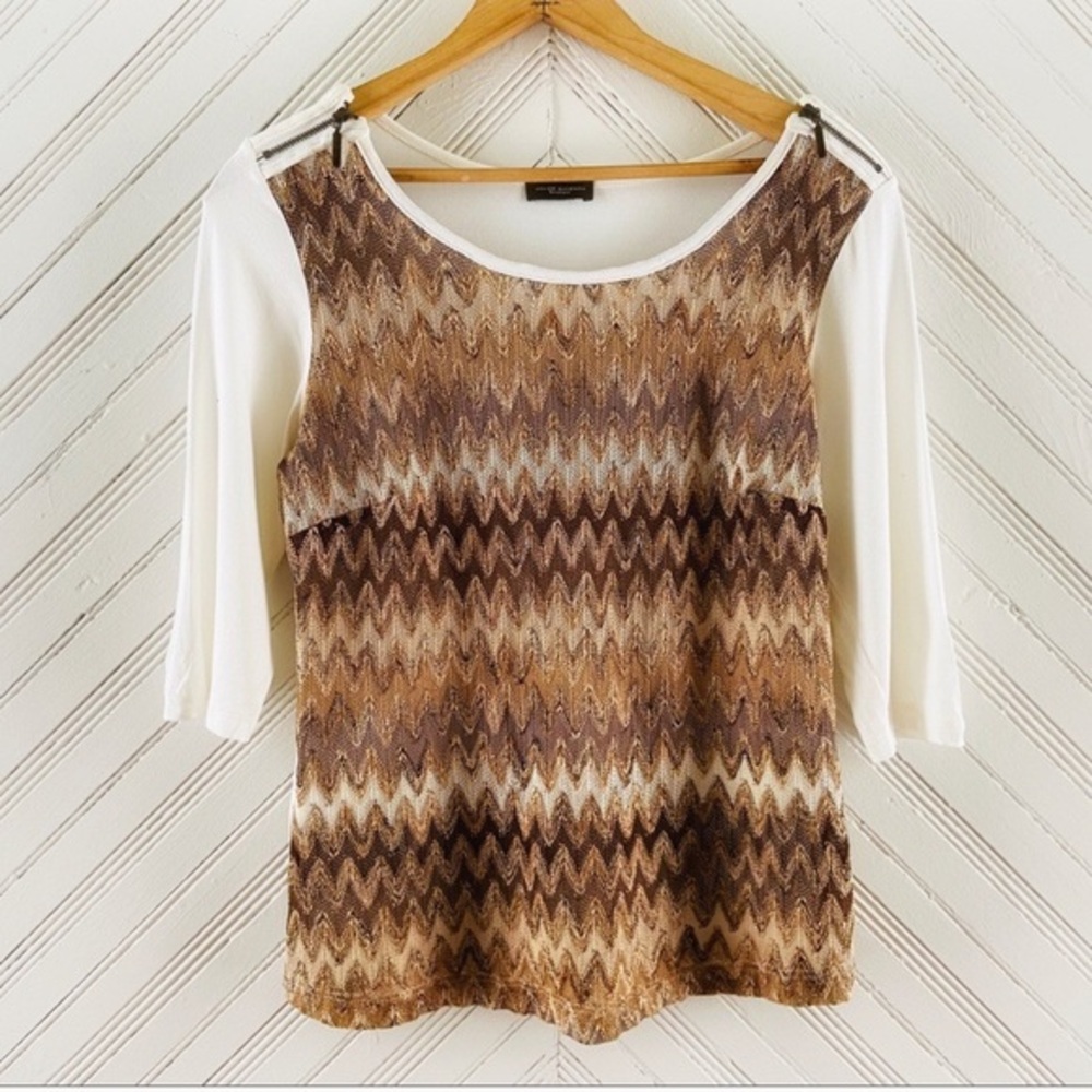 Javier Simorra ZigZag Knit Top size 6 Small